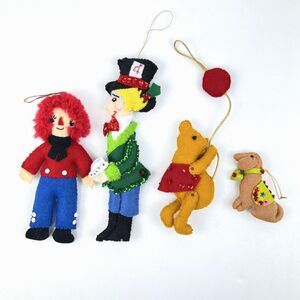 BUCILLA Felt Christmas Ornament VTG 70 Raggedy Andy Pooh Bear Mad Hatter Max Dog